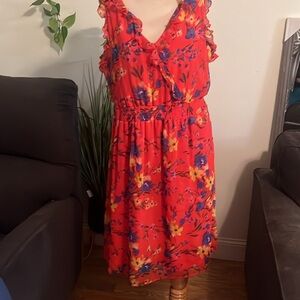 Orange floral summer dress
